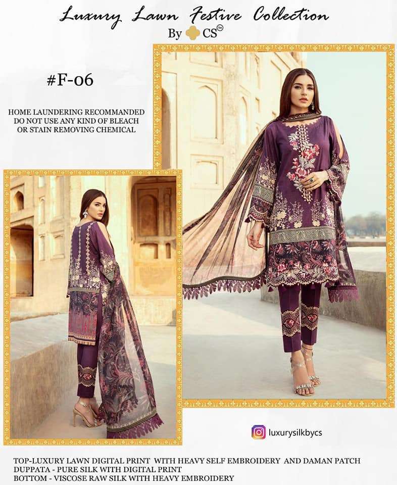 CS luxury lawn embroidered collection - 01