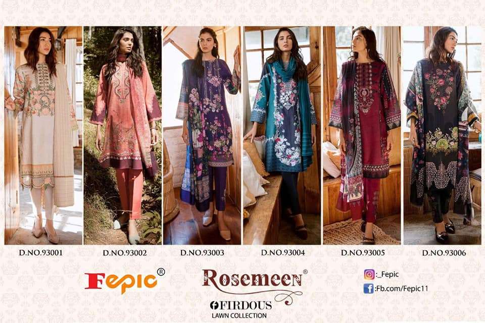  ROSEMEEN  FIRDOUS LAWN COLLECTION - 93001-93006(chiffon)