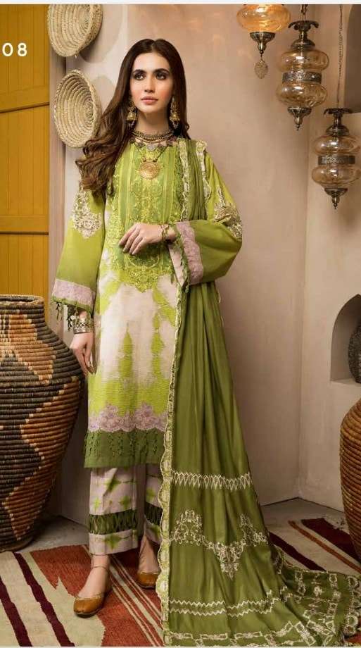 Charizma Orange Embroidered Pakistani Lawn Dress - db19032