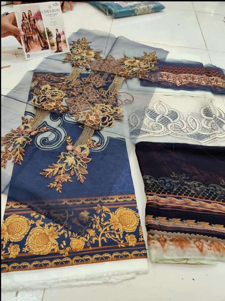 Ramsha Chevron Luxury Lawn Embroidered Vol 3 - 01AB