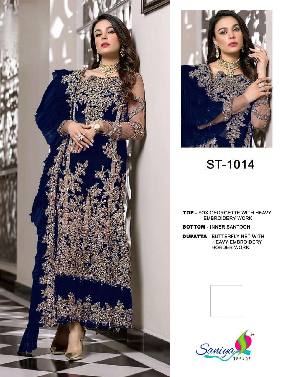  SANIYA TRENDZ ST-1014 SHADES GEORGETTE COLLECTION -  BLUE