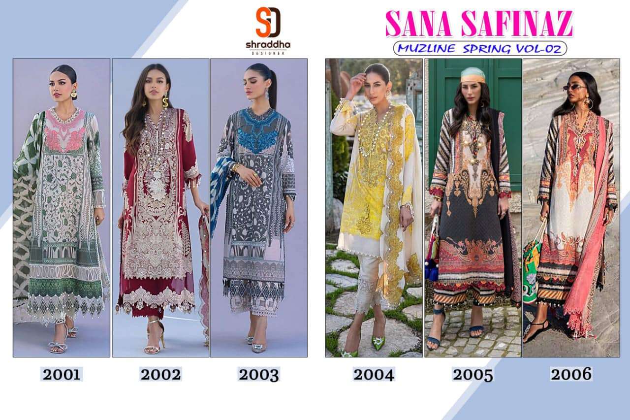 SHRADDHA DESIGNER SANA SAFINA MUZLINE SPRING VOL 2 -2001-2006(cotton)