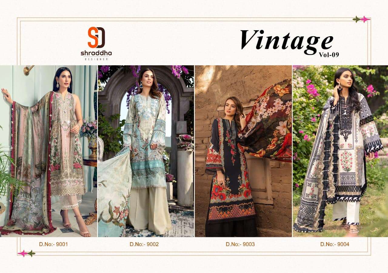 SHARADDHA DESIGNER VINTAGE VOL-9 -9001-9004 -  CHIFFON