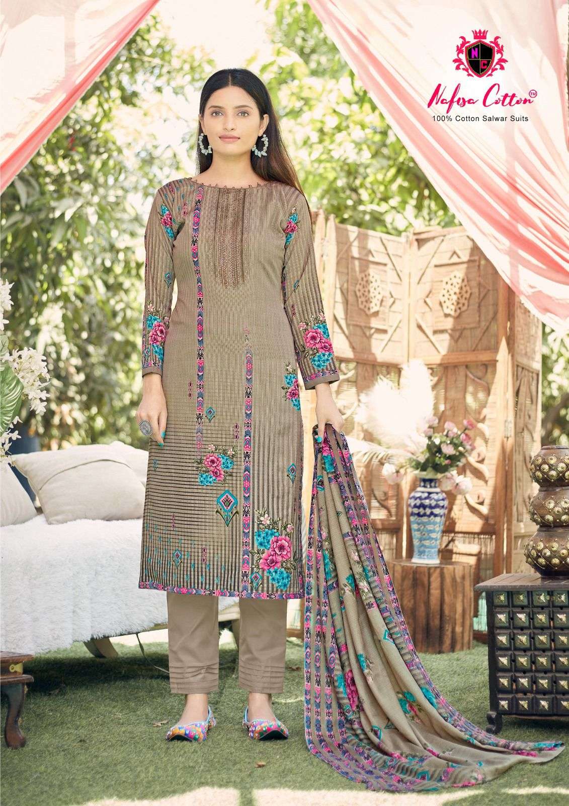 ANDAAZ KARACHI SUITS VOL-02 BY NAFISA COTTON 1001 TO 1006 SERIES COTTON  DRESSES