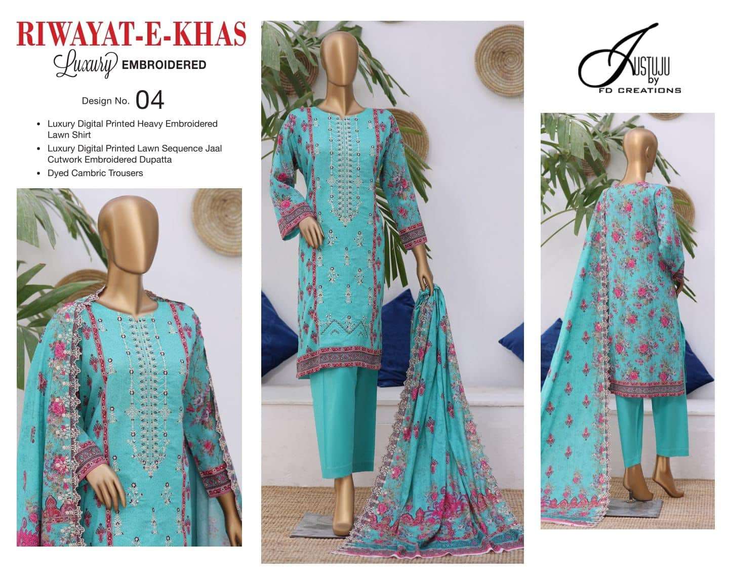 RIWAYAT-E-KHAS Spring Summer Embroidered Lawn Collection 2023 -01