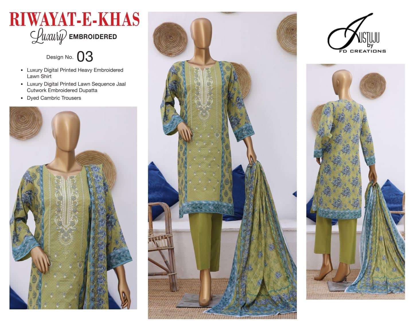 RIWAYAT-E-KHAS Spring Summer Embroidered Lawn Collection 2023 -05