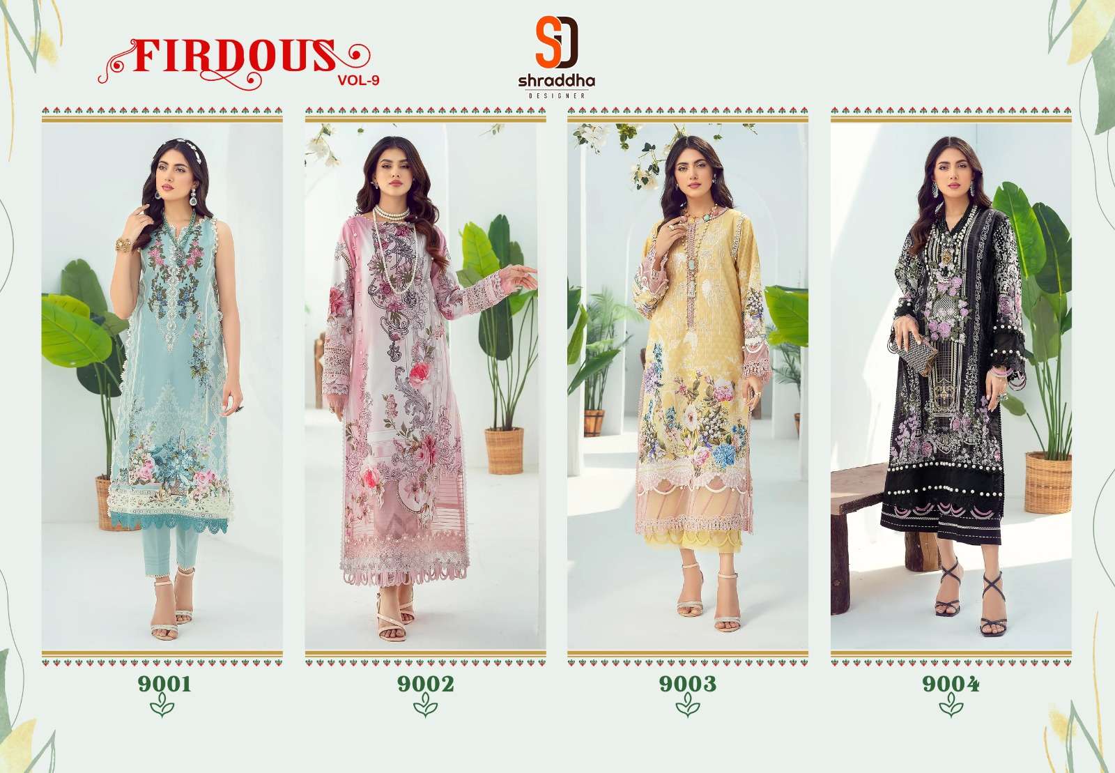  Sharaddha Designer Firdous Vol 9 - 9001-9004 = CHIFFON