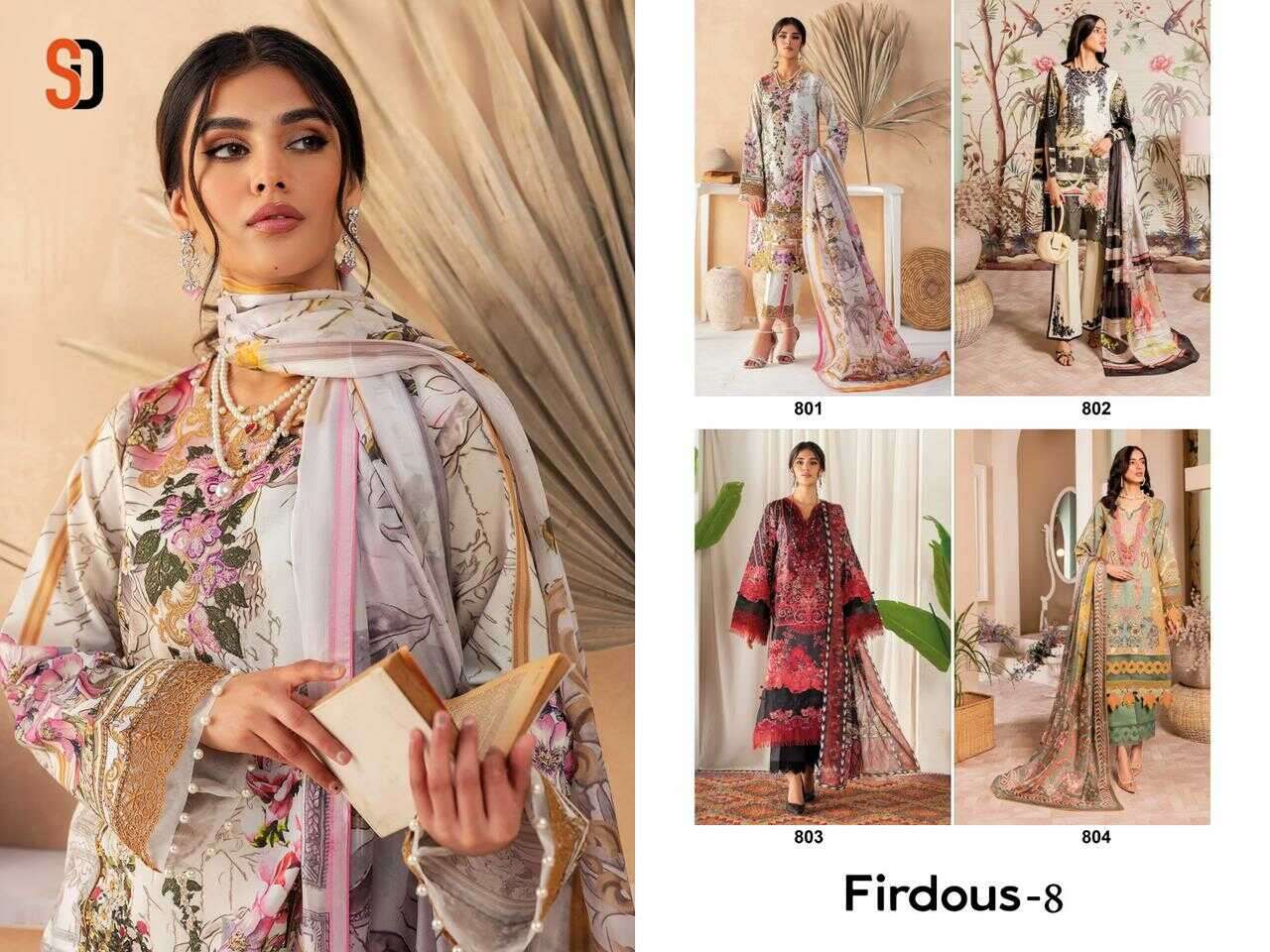 SHRADDHA DESIGNER FIRDOUS VOL 8 -1001-1004 -COTTON DUPATTA