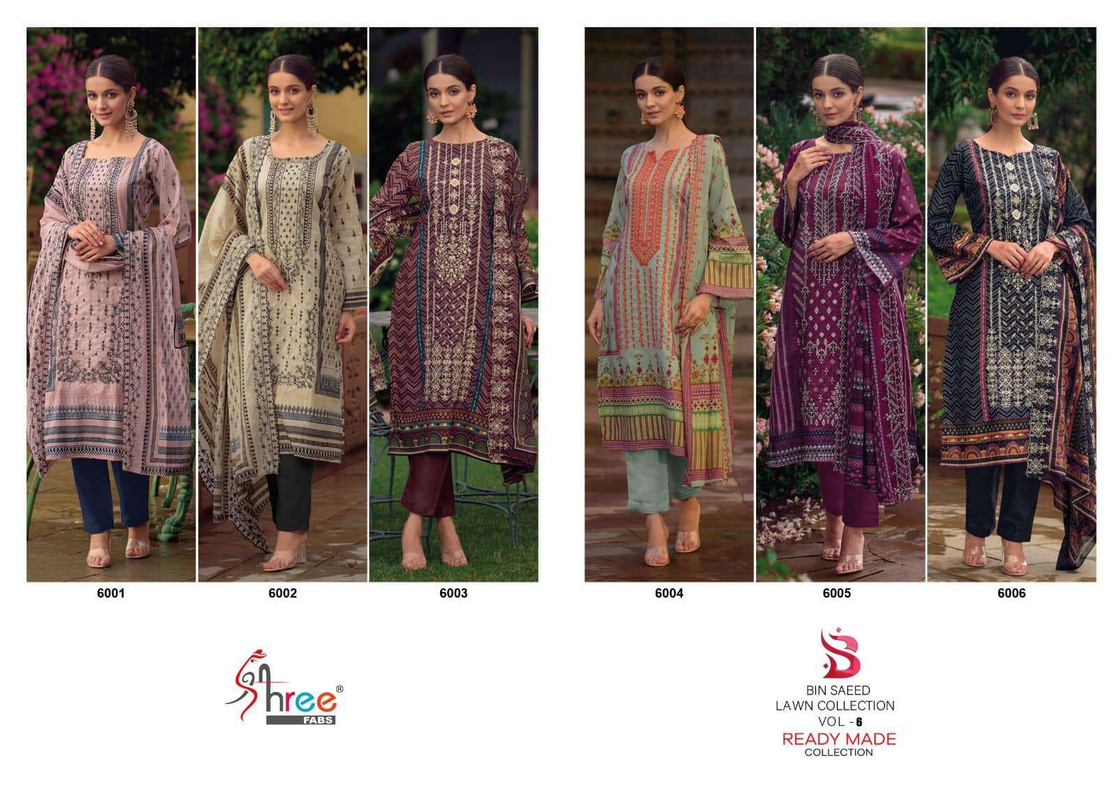  BIN SAEED LAWN COLLECTION VOL-06 STITCHED -6001-6006