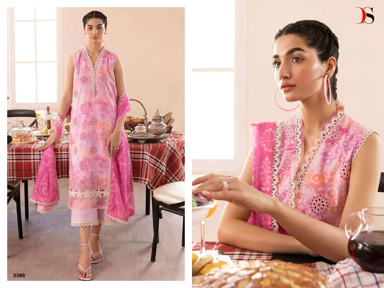 DEEPSY AFROZEH CHIKANKARI LAWN 2023 -3381