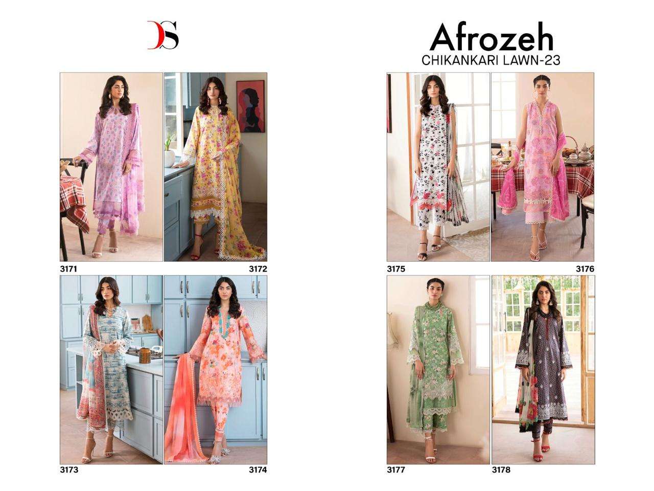 DEEPSY AFROZEH CHIKANKARI LAWN 2023 -COTTON