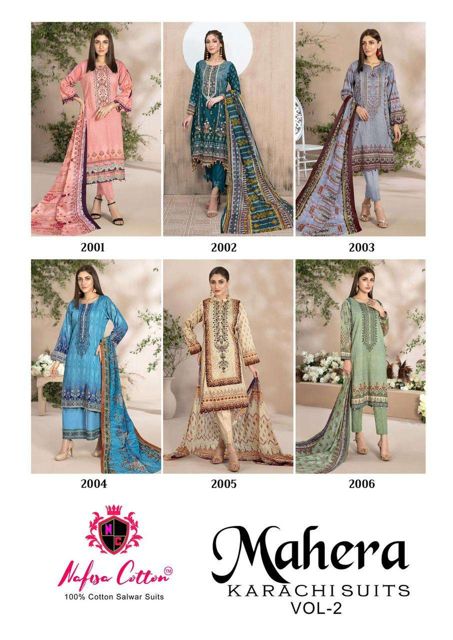 MAHERA KARACHI SUITS VOL 02 by Nafisha Cotton-01-06