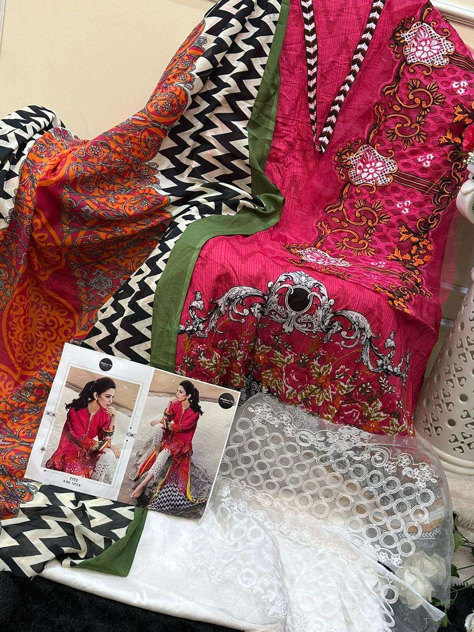 Maria b red rose D no:- 1272 by Mehboob Tex-01