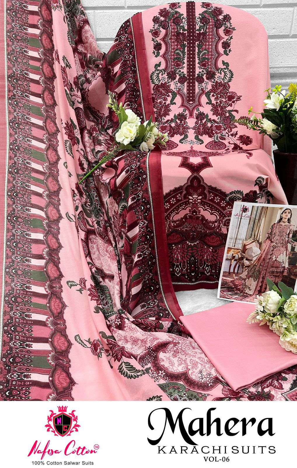 MAHERA KARACHI SUITS VOL 06 BY NAFISHA COTTON-12