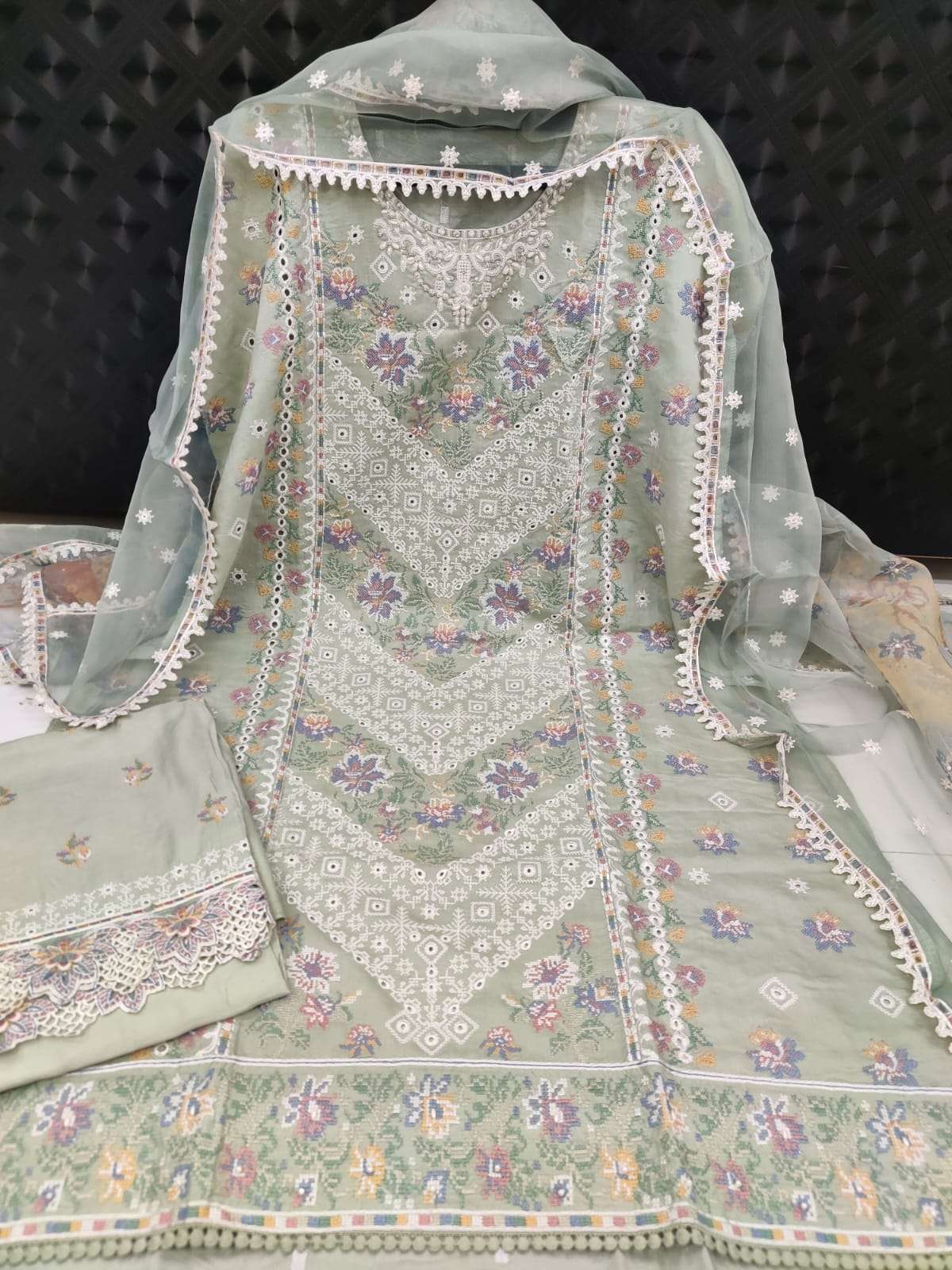 ZAREN VISCOSE CHICKENKARI SEMI STITCHED TAWAKKAL-01