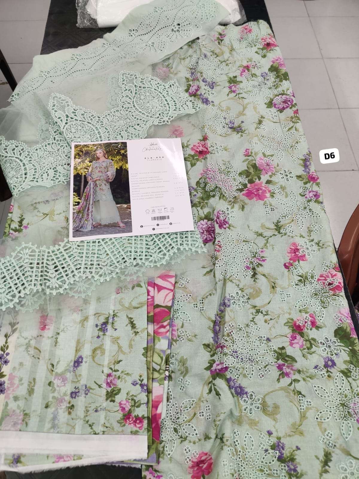 PREMIUM CHIKANKARI DIGITAL PRINTED EMBROIDERED OPEN PIC BY ELAF-05