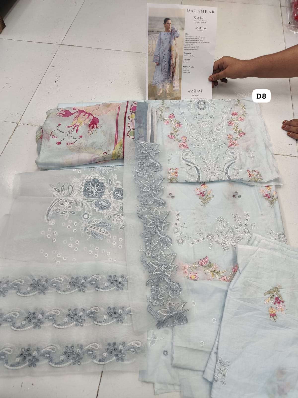 Sahil kinare Festive lawn 2025 by Qalamkar-18