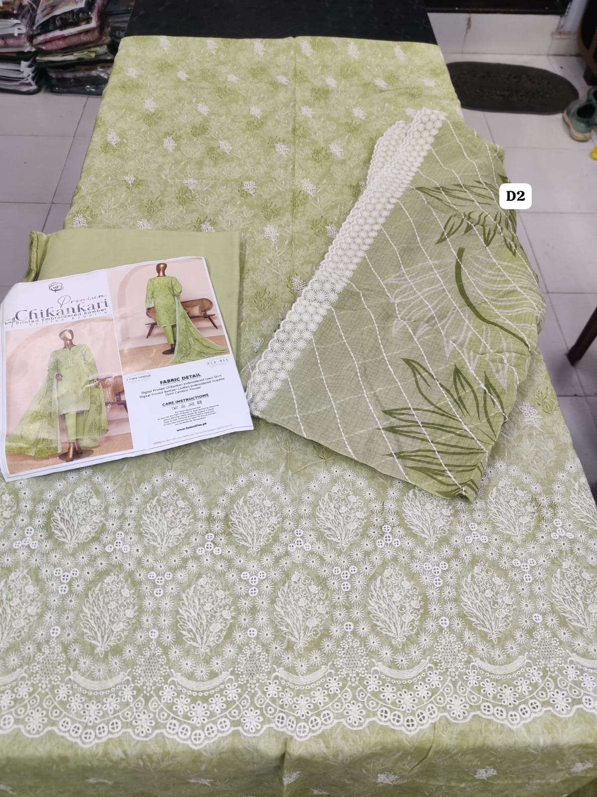 Premium Printed & Embroidered Chikankari Lawn By HZ Textiles-09