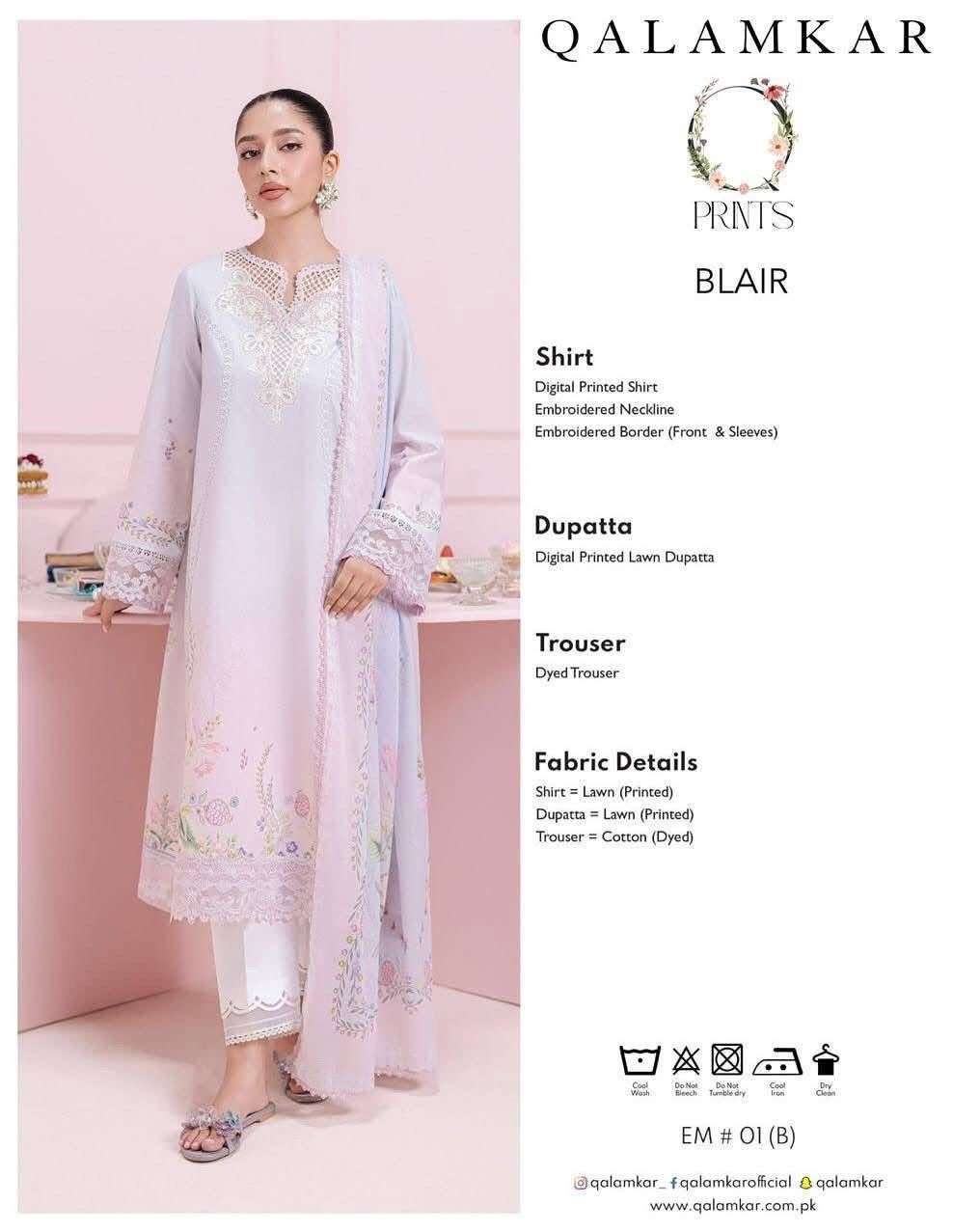 QPrints Unstitched Embroidered Lawn Collection 25 Vol 2 By Qalamkar-08