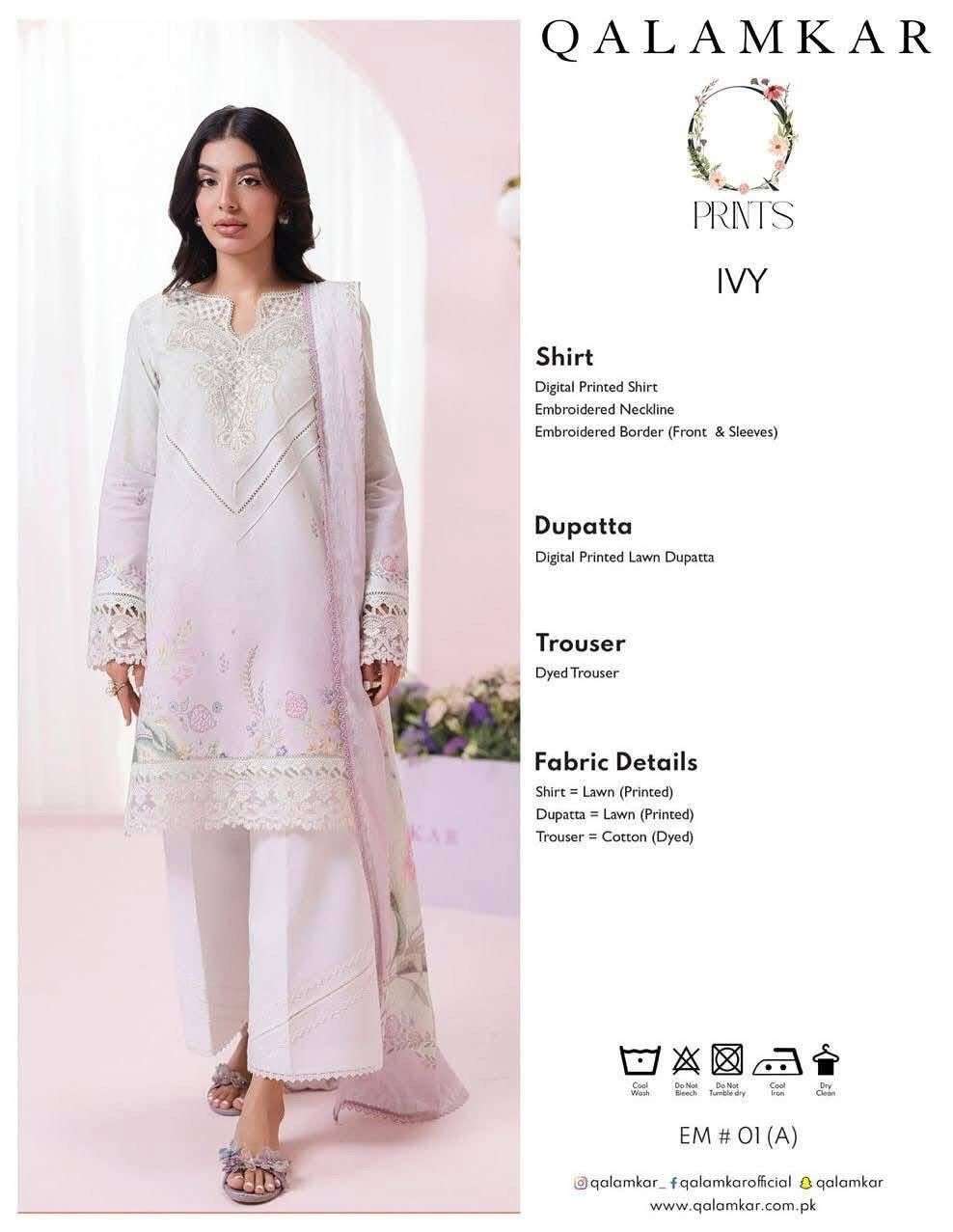 QPrints Unstitched Embroidered Lawn Collection 25 Vol 2 By Qalamkar-12