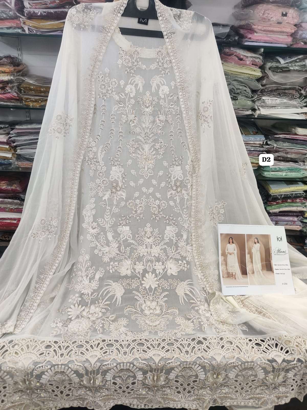 ALANI Fancy Embroidered Chiffon White open pic 2025 By Tawakkal-06