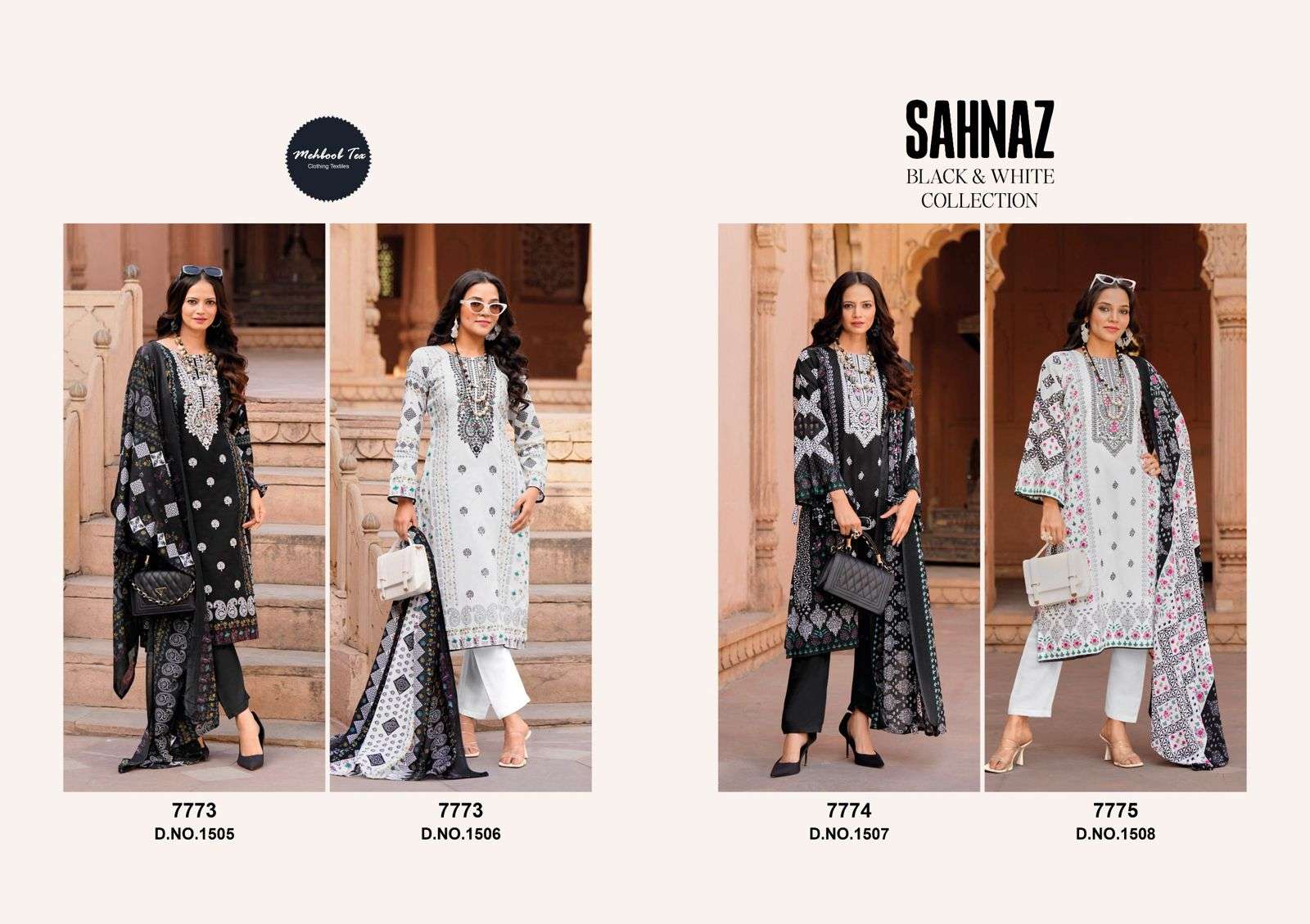 D.No Sahnaz black and white collection 1505 to 1508 by Mehboob tex-01-08 B