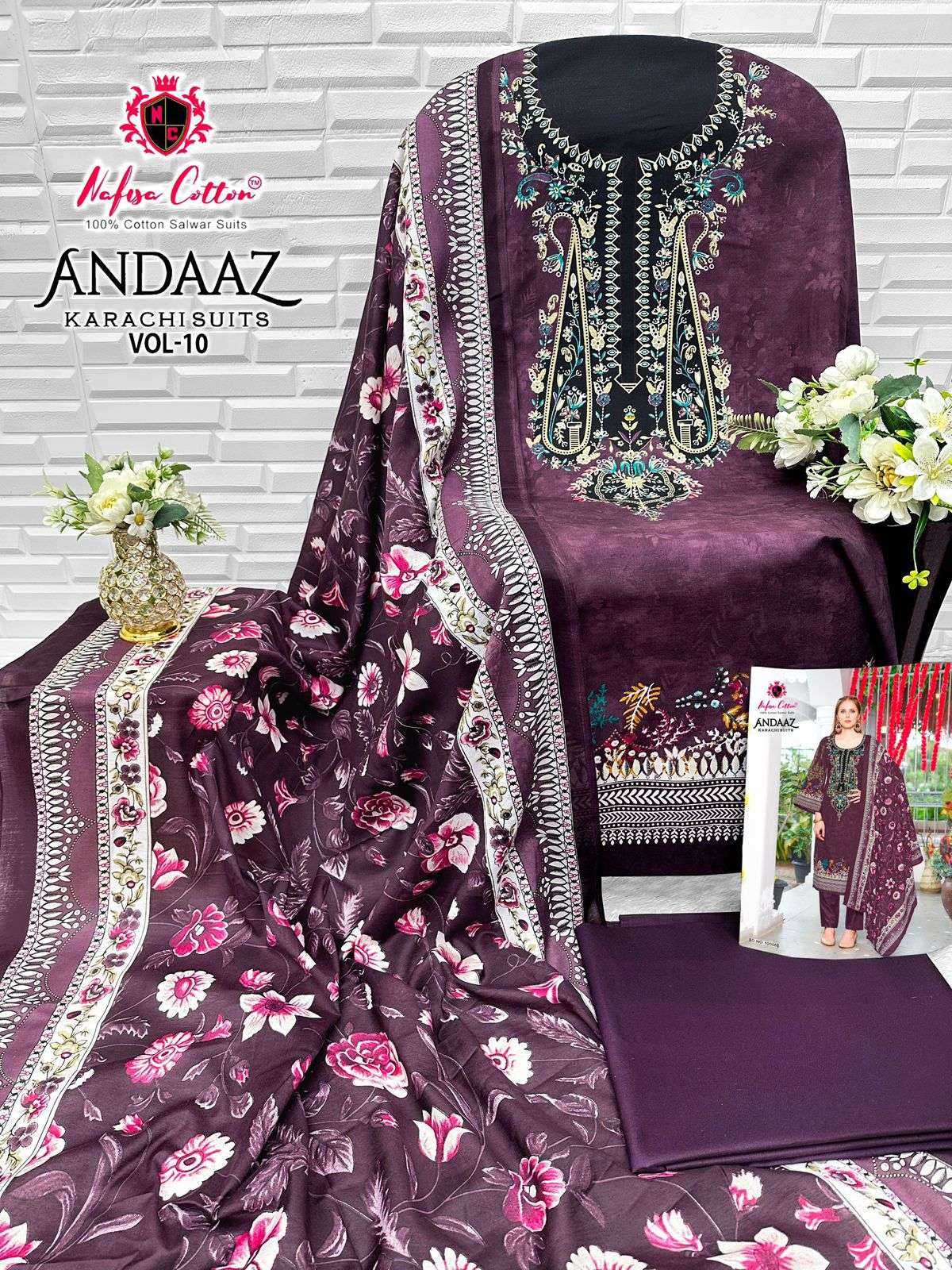 ANDAAZ KARACHI SUITS VOL 10 Open & Model by Nafisa Cotton-07