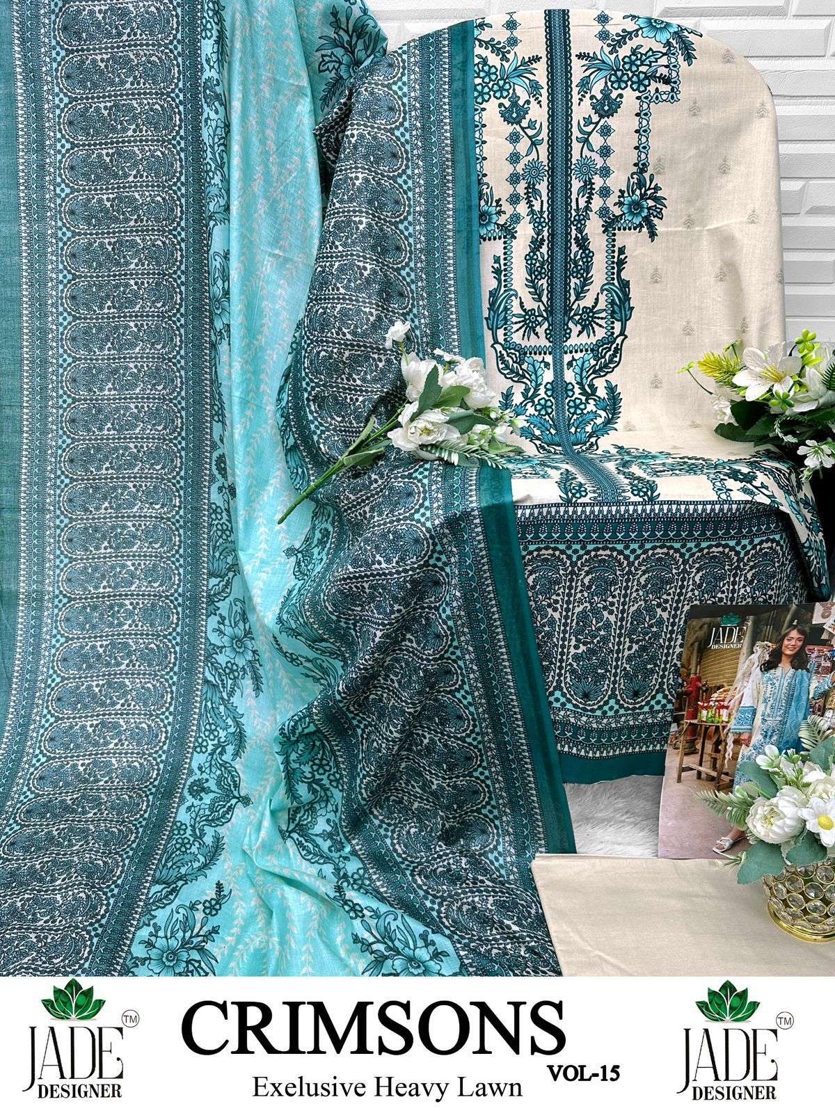 CRIMSONS VOL -15 HEAVY LAWN COTTON BY JADE-12