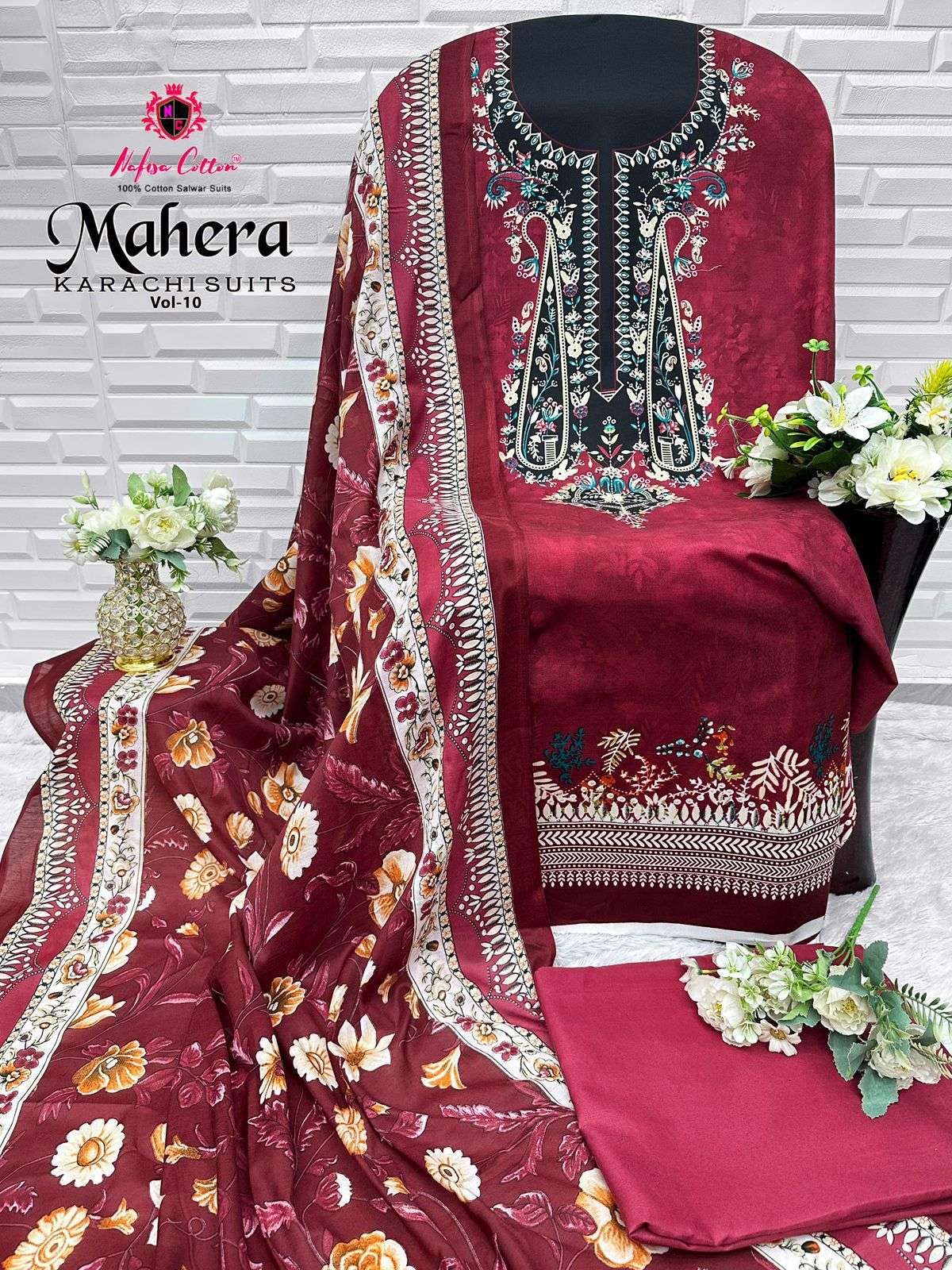 MAHERA KARACHI SUITS VOL 10 BY NAFISHA COTTON-08