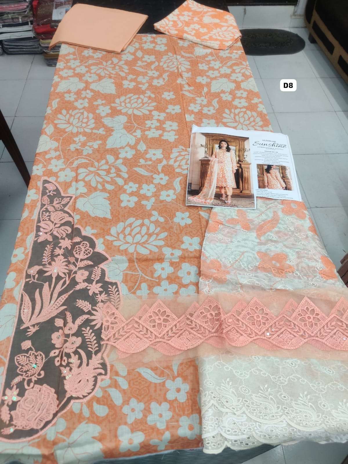 SUNSHINE Bloom Embroidered SCHIFFLI Edition by Al Zohaib-12