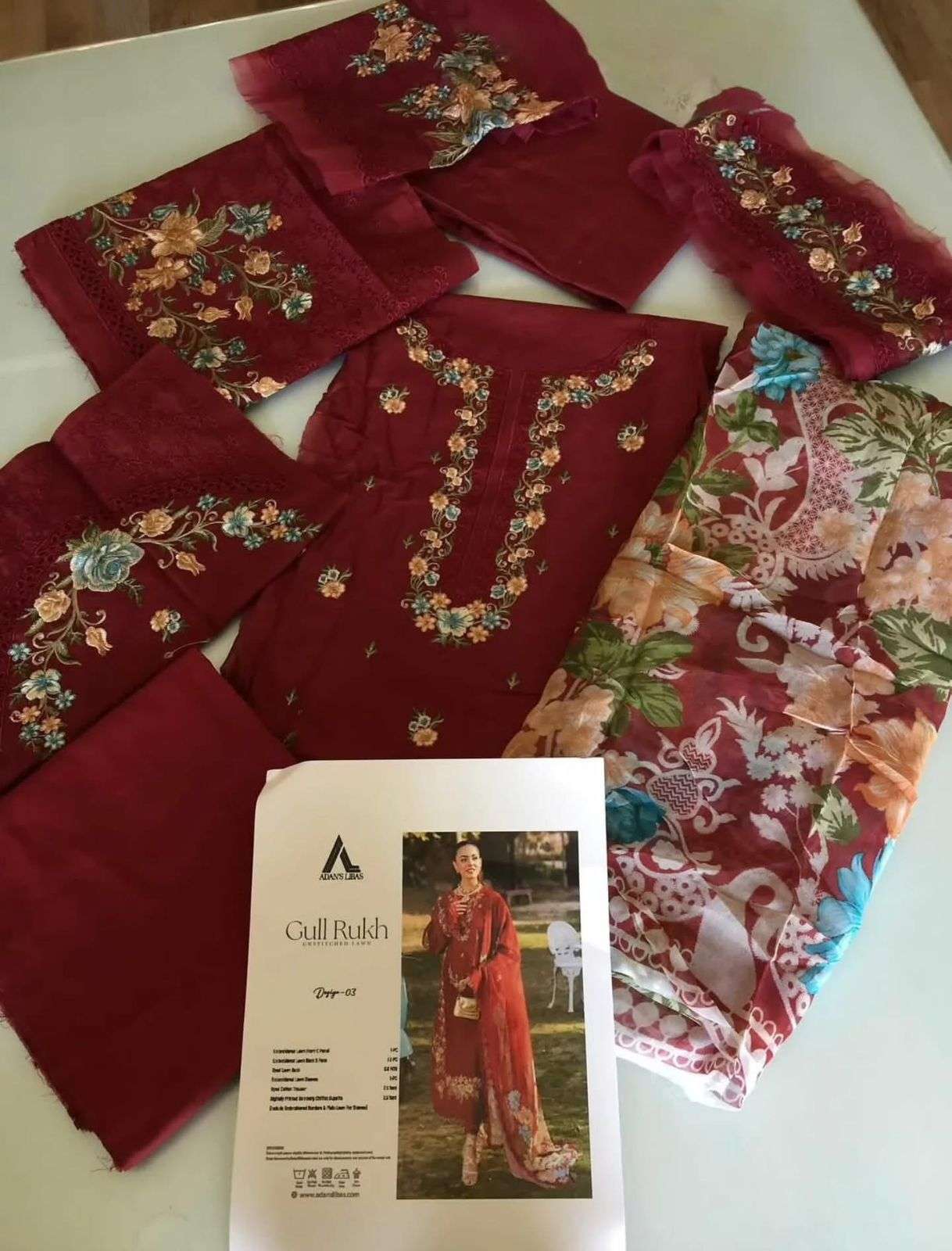 GULRUKH LAWN HEAVY EMBROIDERED CHICKANKARI BY ADAN LIBAS-11