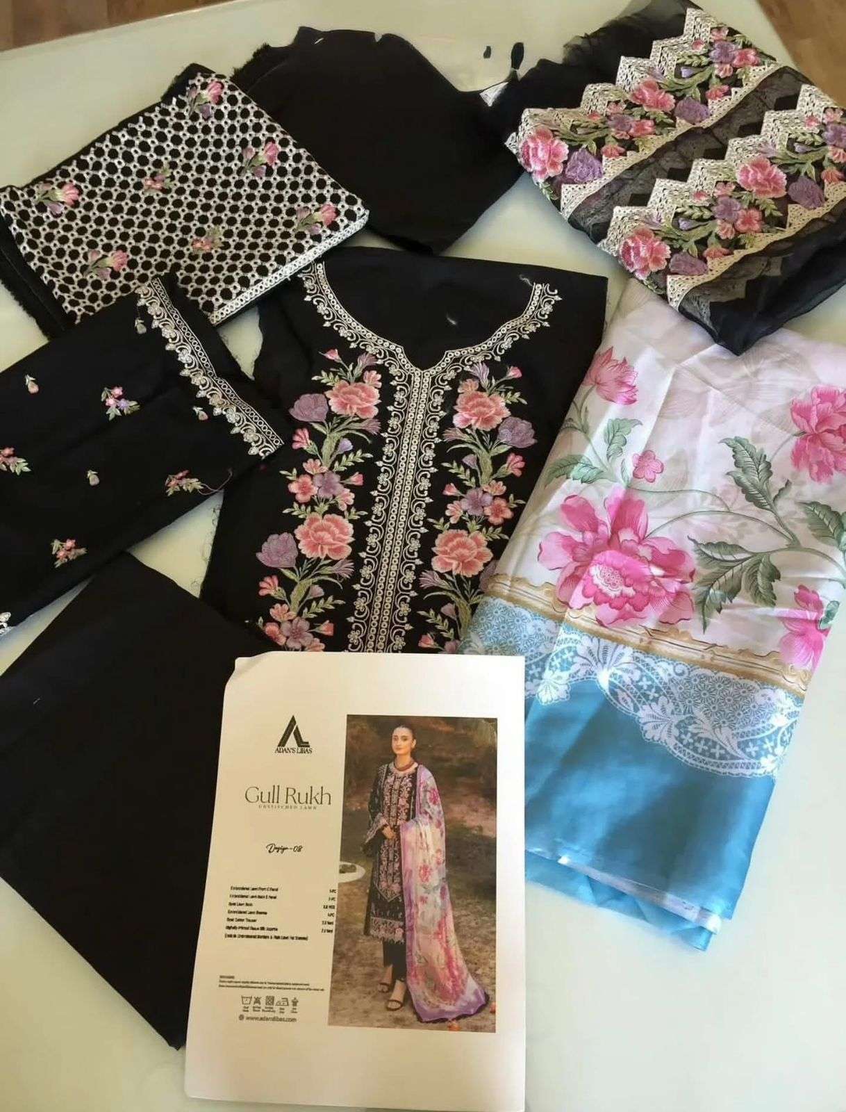 GULRUKH LAWN HEAVY EMBROIDERED CHICKANKARI BY ADAN LIBAS-12