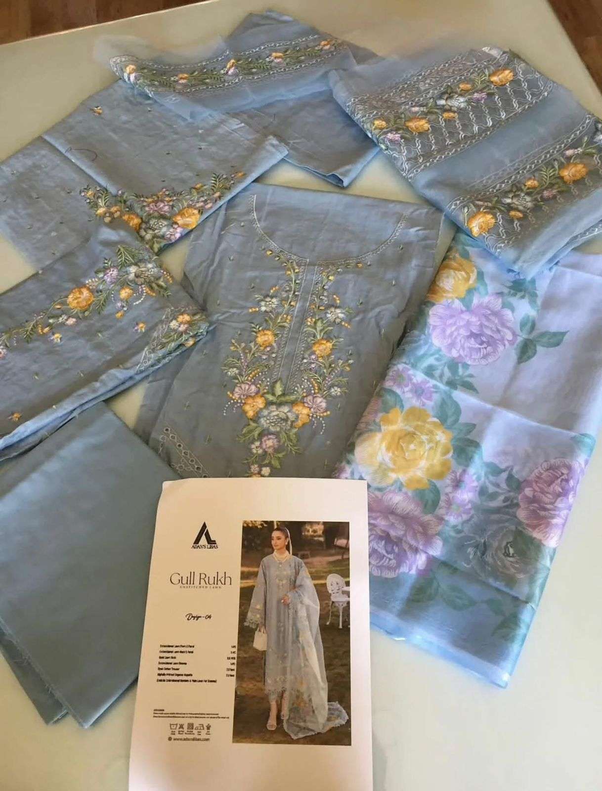 GULRUKH LAWN HEAVY EMBROIDERED CHICKANKARI BY ADAN LIBAS-15