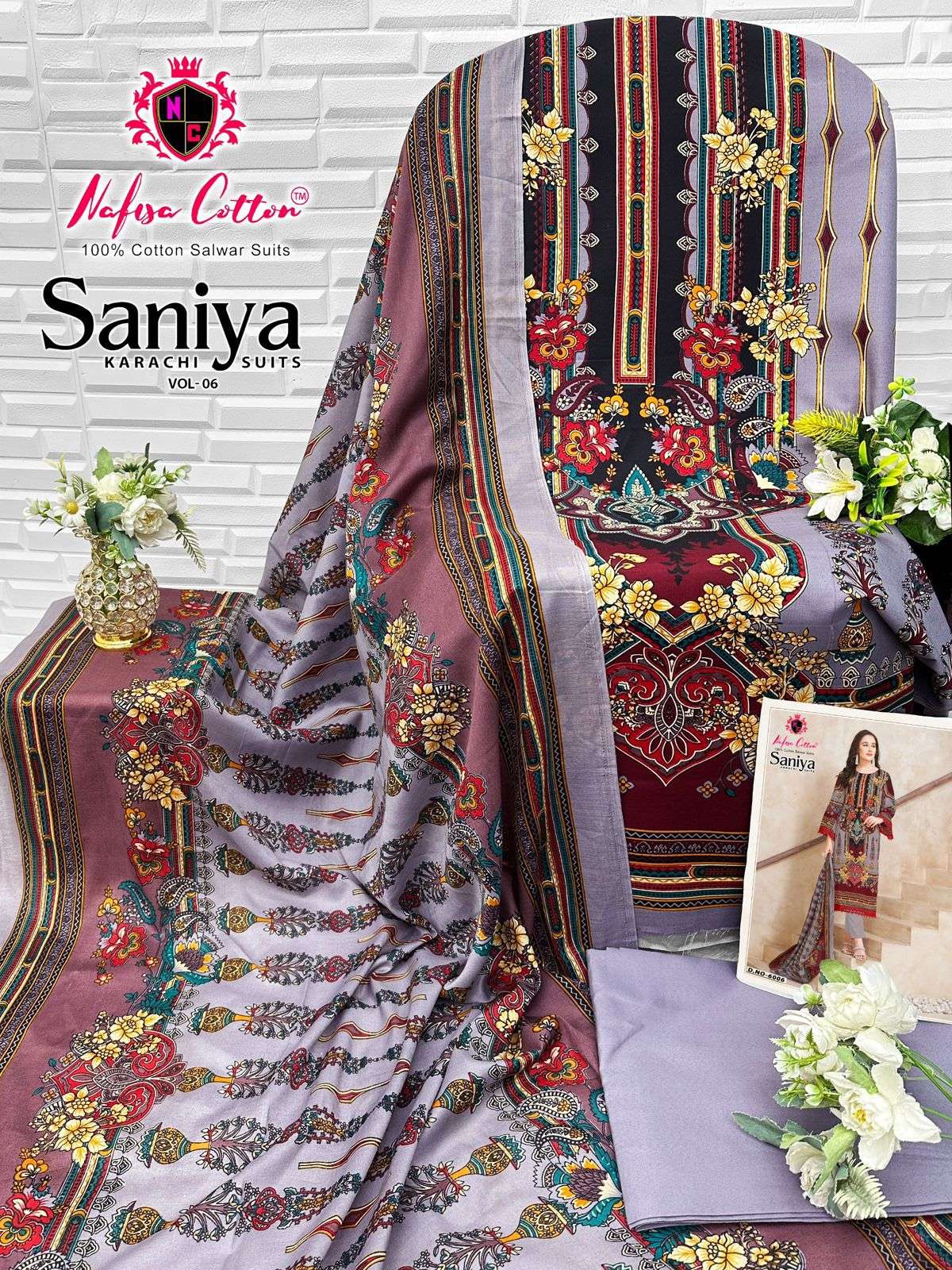 SANIYA KARACHI SUITS VOL 06 NAFISHA COTTON-07
