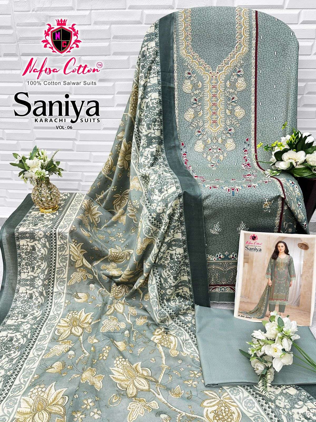 SANIYA KARACHI SUITS VOL 06 NAFISHA COTTON-10
