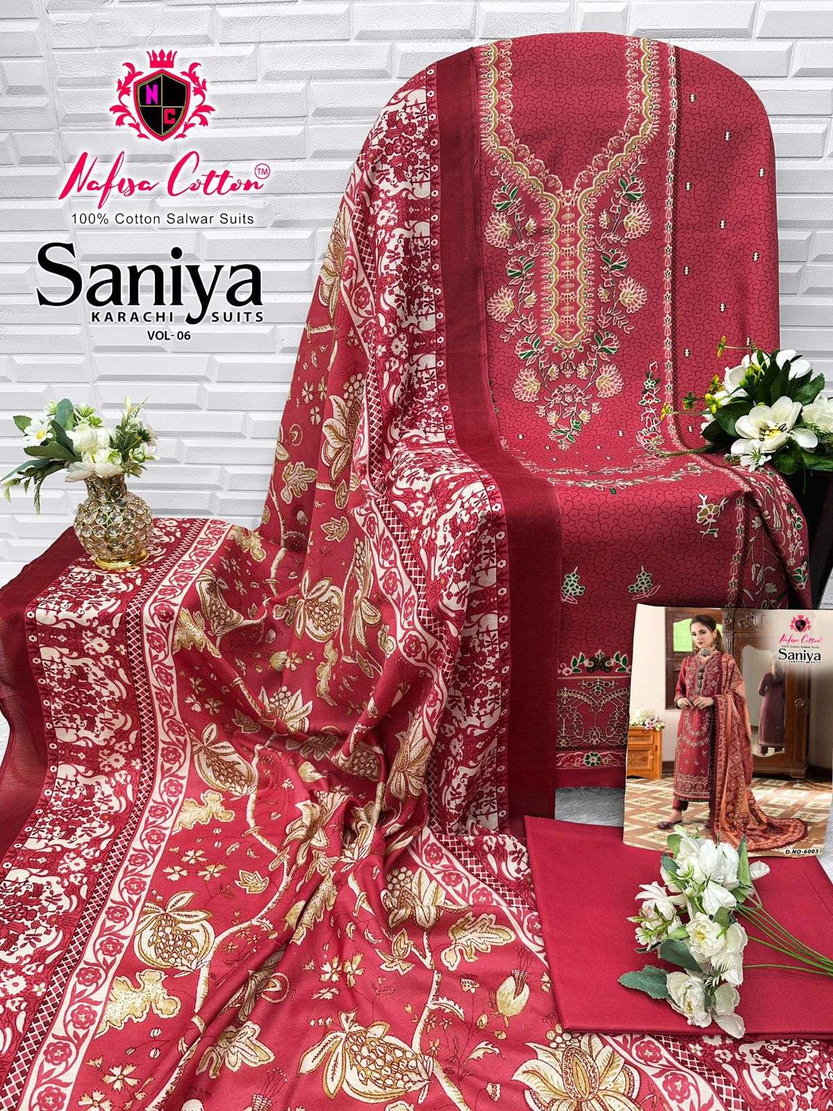 SANIYA KARACHI SUITS VOL 06 NAFISHA COTTON-12