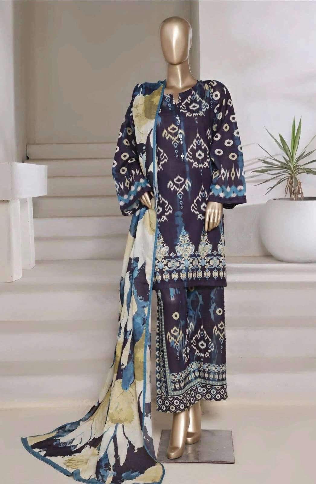 Shimmered Cambric 3Pc Volume - 01 Collection 2025 Model & Open Pic by Sadabahar-05