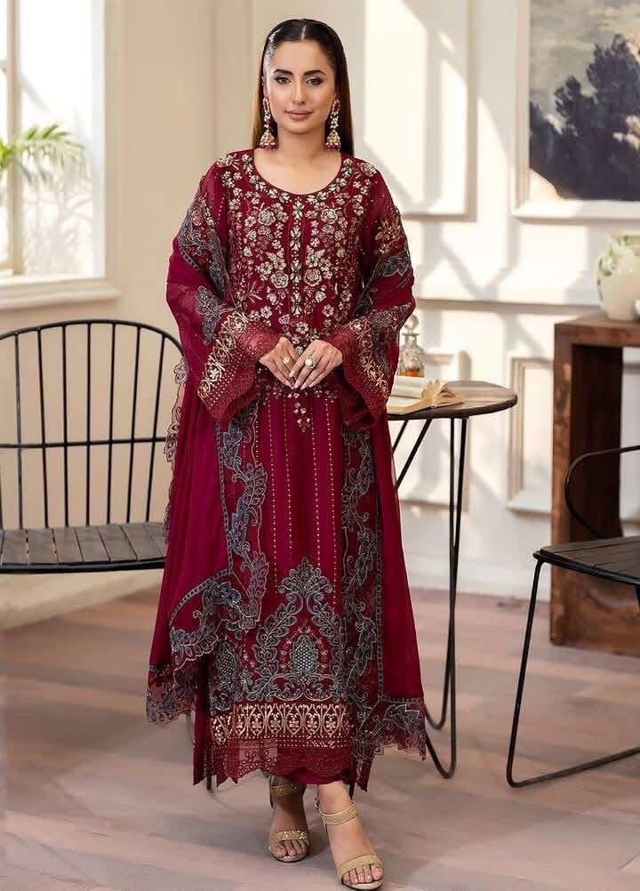 TABASSUM Embroidered Chiffon Semi-Stitched BY ZA Clothes-05