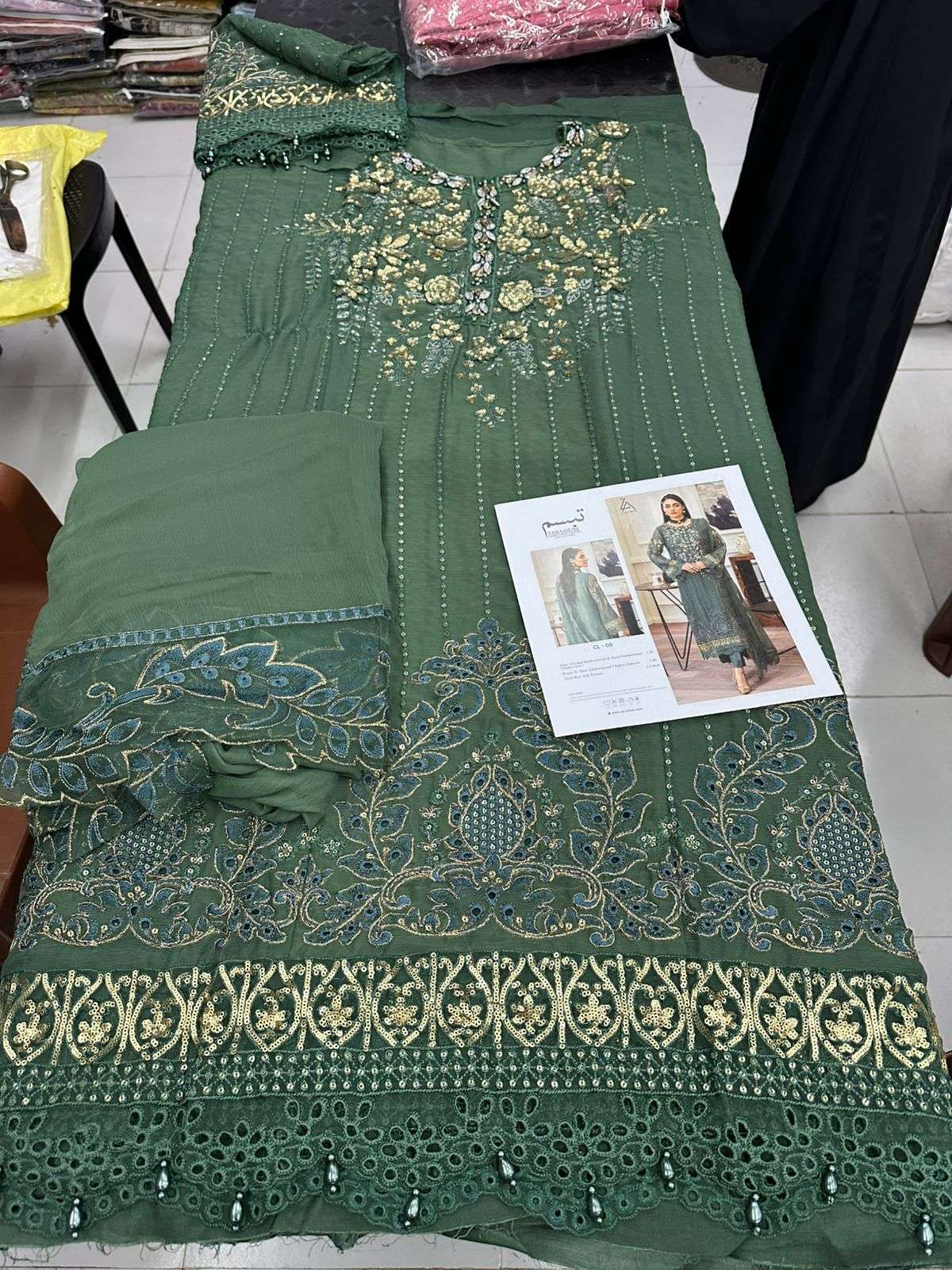 TABASSUM Embroidered Chiffon Semi-Stitched BY ZA Clothes-07