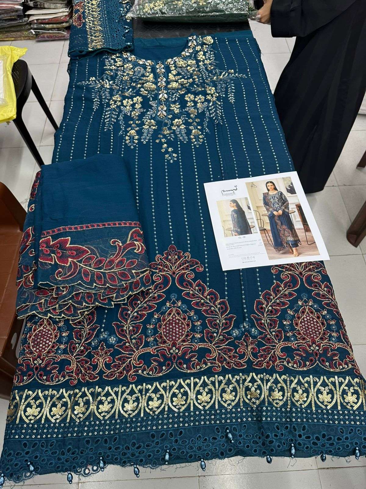 TABASSUM Embroidered Chiffon Semi-Stitched BY ZA Clothes-09