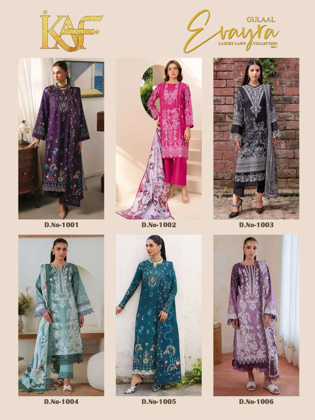 EVAYRA LUXURY LAWN COLLECTION VOL - 01 BY GULAAL - 01 - 06