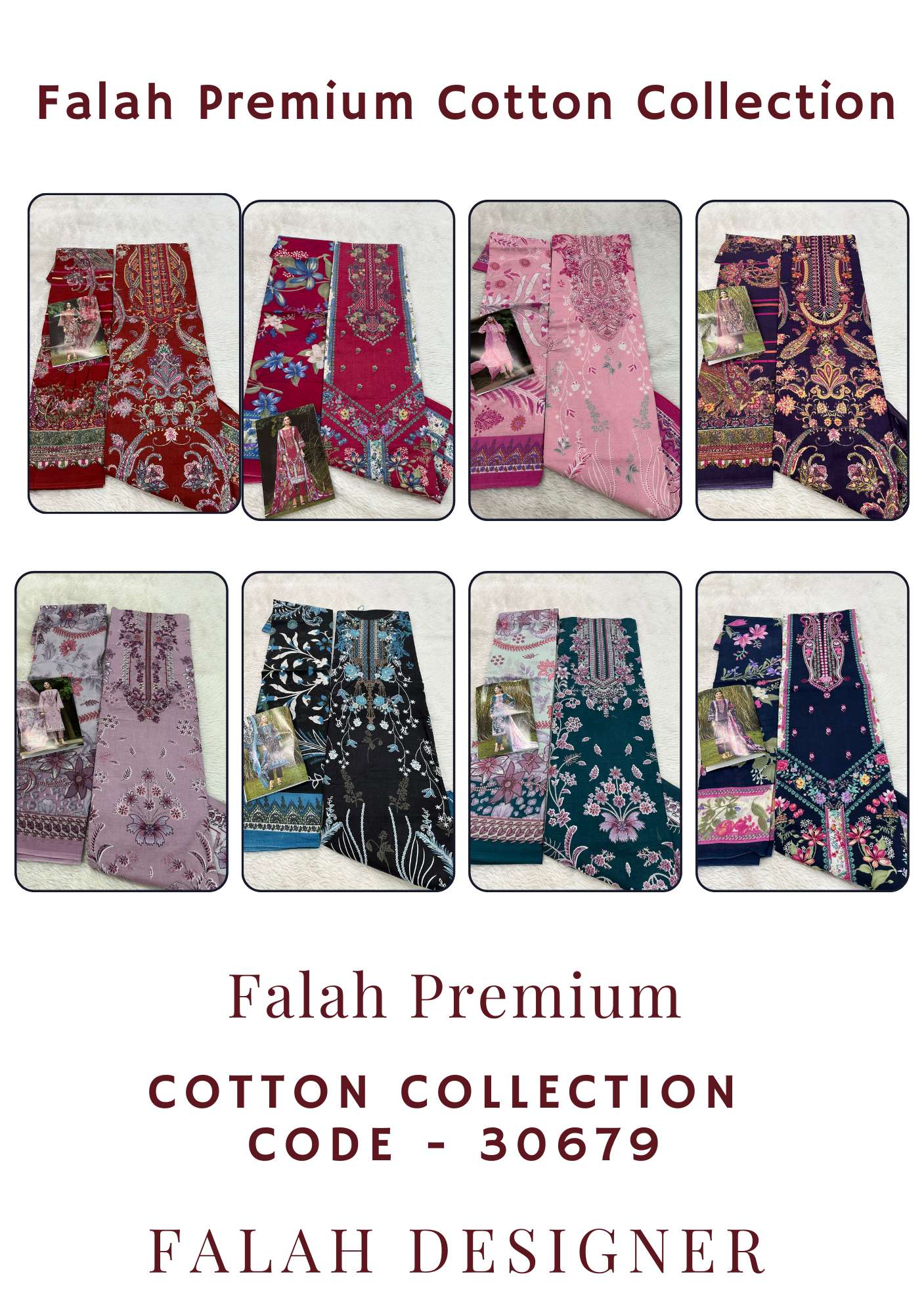 Falah Premium Cotton Collection Code - 30679 By Falah Designer - 01 - 08
