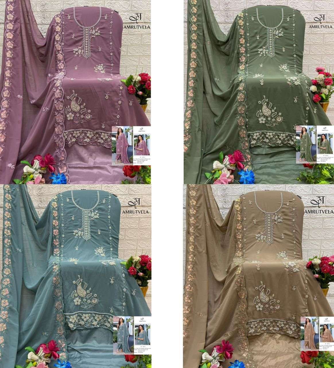 HEAVY FOX GEORGETTE COLLECTION D.NO. - AV -1025 BY AMRUTVELA - 01 - 04