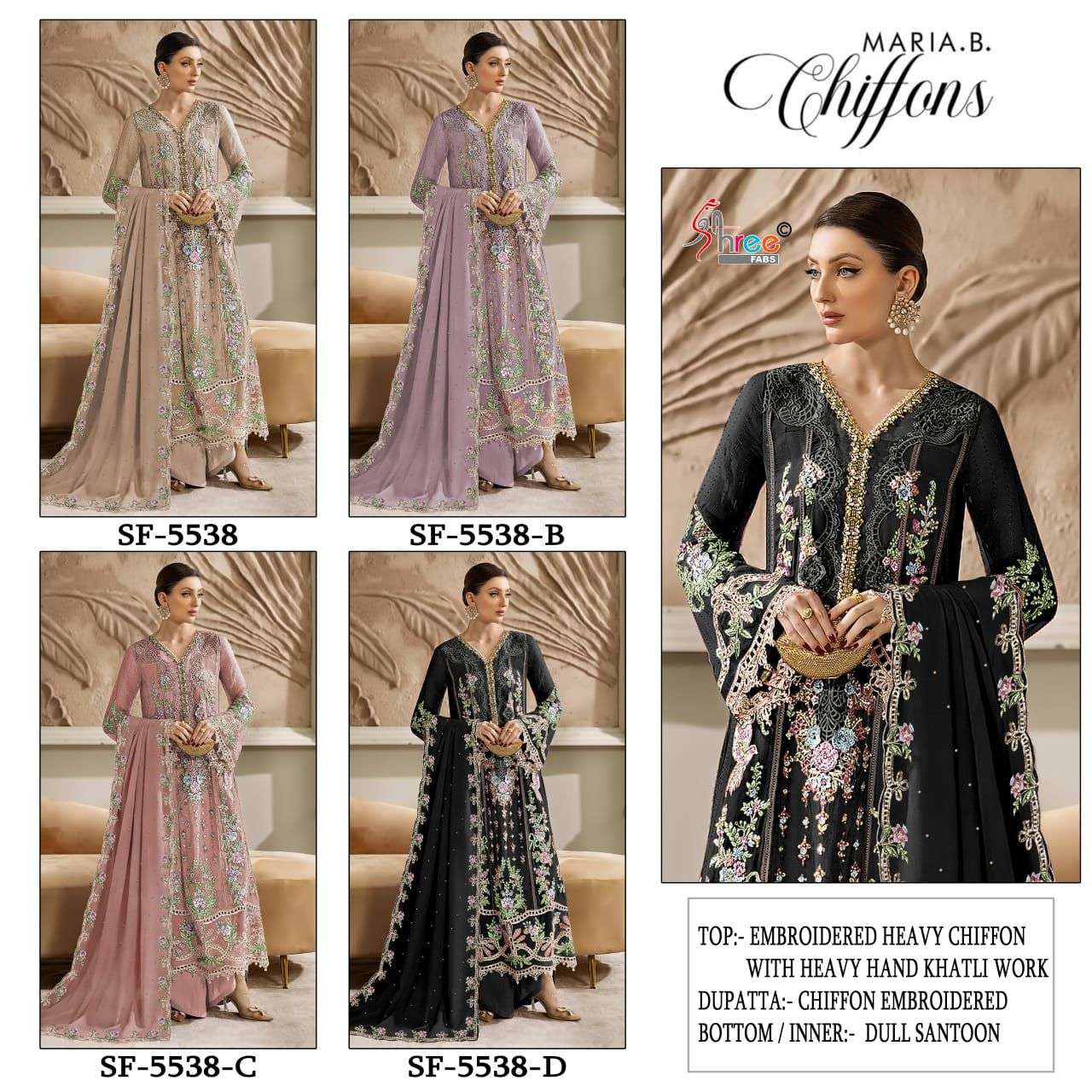 MARIA B CHIFFONS D.NO. SF - 5538 BY SHREE FABS - 01 - 04