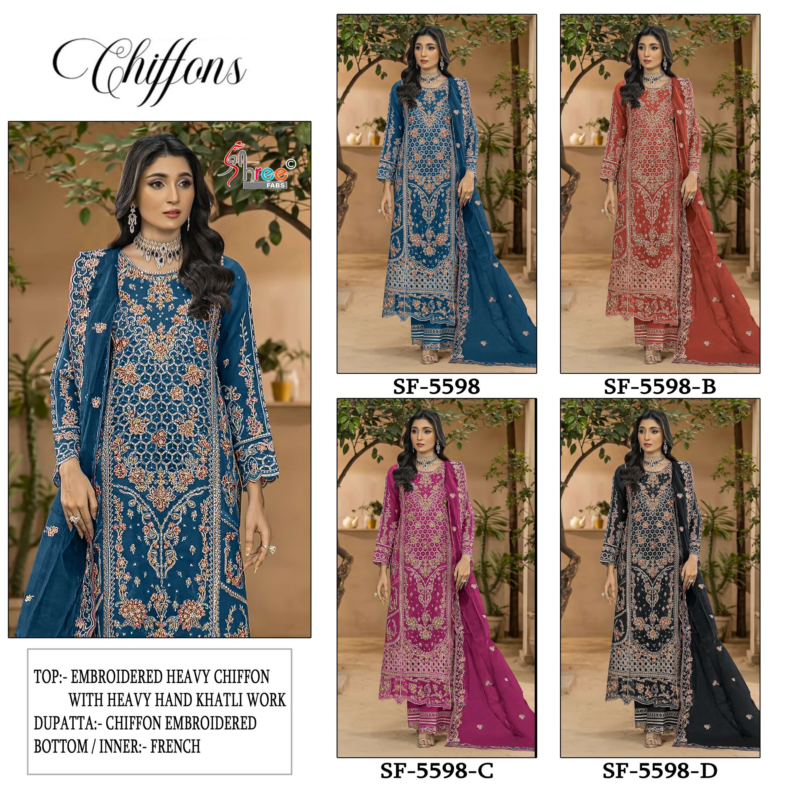 CHIFFONS D.NO. - SF - 5598 BY SHREE FABS - 05 - 08