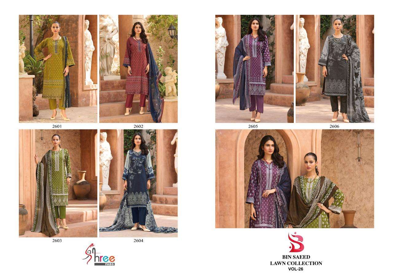 BIN SAEED LAWN COLLECTION VOL - 26 BY SHREE FABS - 01 - 06