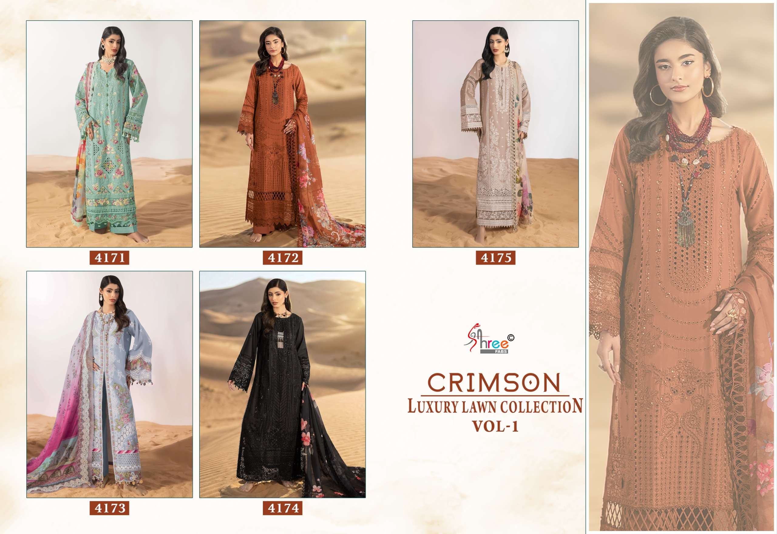 CRIMSON LUXURY LAWN COLLECTION VOL - 01 BY SHREE FABS - 01 - 05 B