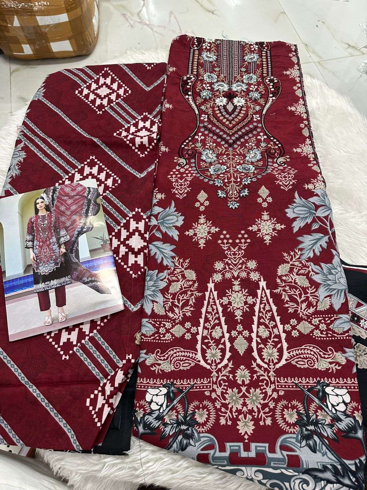 Falah Premium Cotton Collection Code - 26058 By Falah Designer Suits - 01 - 08