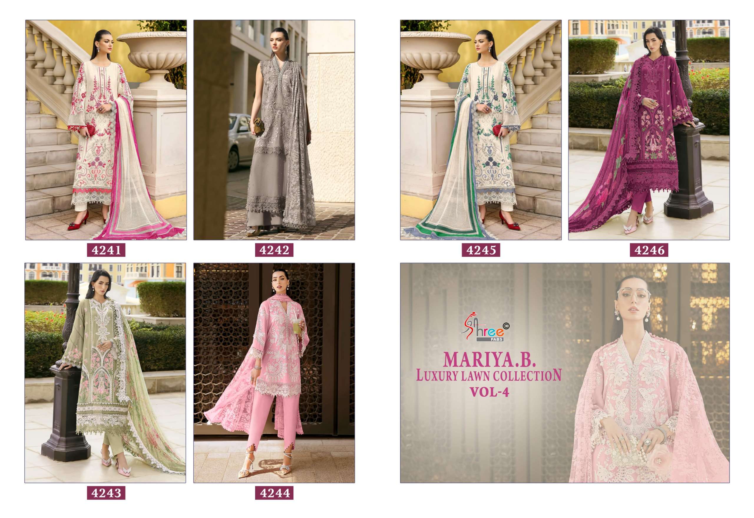 MARIYA B LUXURY LAWN COLLECTION VOL - 04 BY SHREE FABS - 01 - 06 A