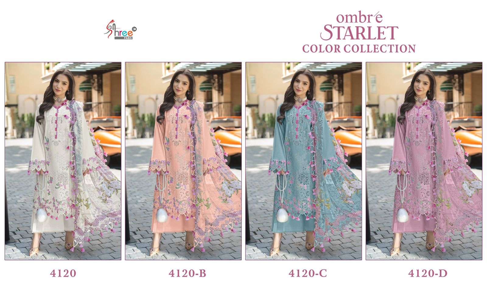 OMBRE STARLET COLOUR COLLECTION D.NO - 4120 BY SHREE FABS - 01 - 04 B